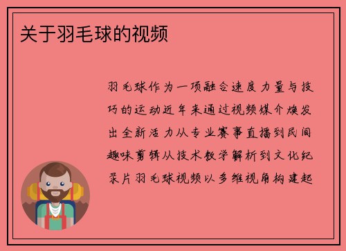 关于羽毛球的视频