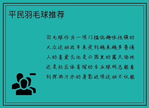 平民羽毛球推荐